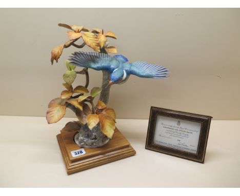 A Royal Worcester model of a Kingfisher and Autumn Beech modelled by Dorothy Doughty, number 96 of 500 with certificate, in g