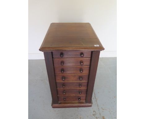 A deep 19th century mahogany Wellington collectors chest with 7 drawers, 76cm tall x 59cm deep 46 cm wide&nbsp;please note th