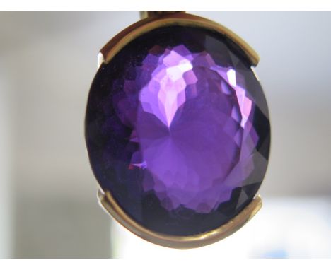 A 9ct yellow gold amethyst pendant, amethyst approx 26mm x 24mm x 11mm, good condition 