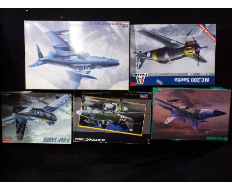 Hasegawa, Academy, Italeri, Monogram - Five boxed plastic model aircraft kits in various scales. Lot consists of Academy#1629