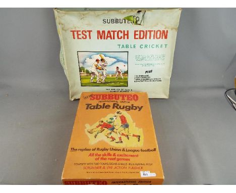 Subbuteo - A Table Rugby International Edition and Table Cricket Test Match Edition, unchecked for completeness. [2]