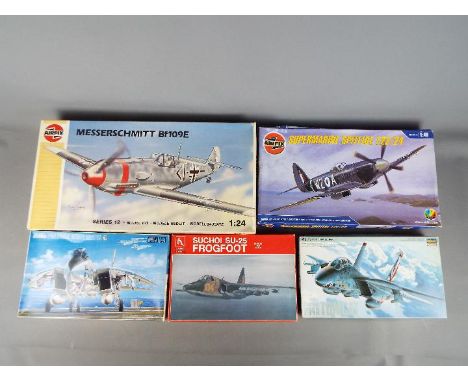 Airfix, Hasegawa, Fujimi, Hobby Craft - Five boxed plastic model aircraft kits in various scales. Lot includes Airfix 1:24 #1