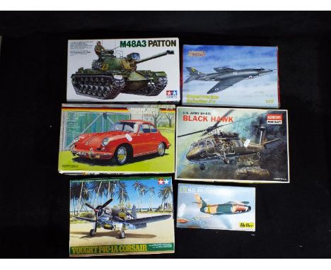 XtraKit, Heller, Tamiya, Fujimi, Academy - Six boxed plastic model kits in various scales. Lot includes XtraKit  XK72011 1;72
