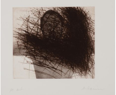 Rainer, Arnulf(Baden bei Wien 1929)"Selbst mit Ecke". Radierung. ex aut. Plattengrösse 27,8x31,8 cm. Blattgrösse 44,5x55,5 cm