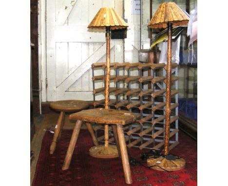 Country antique stool and one other, etc.