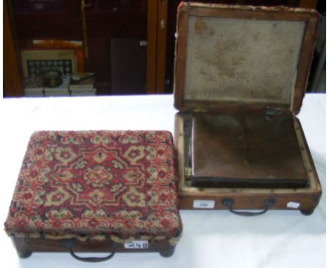 Pair of Victorian car foot warmers with copper internal flask and wooden surround