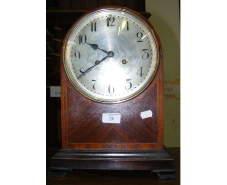 Dome top mantel clock with silvered dial - 36cm