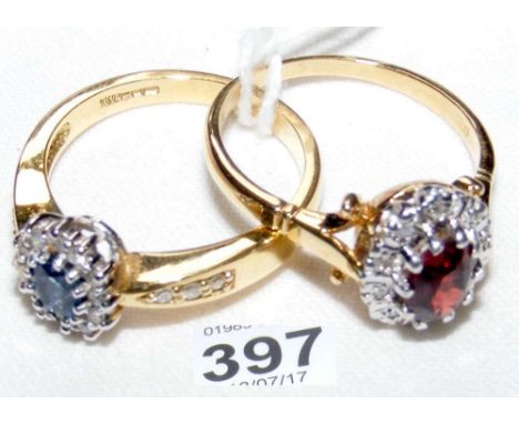 A lady's ruby and diamond ring in 18ct gold setting, together with one other