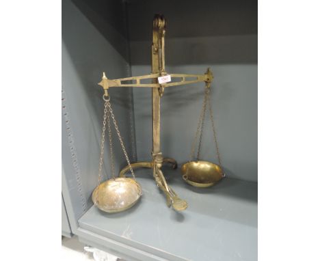 A set of chemist or similar brass cast balance scales by Degrave and co