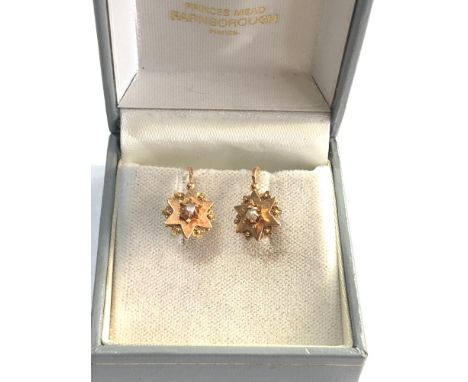 Antique continental 18ct gold pearl set earrings 