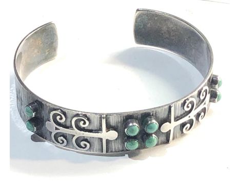 Russian silver design turquoise set bangle hallmarked 875 sil 