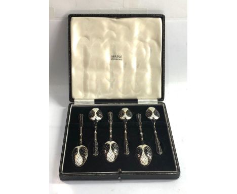 Silver and enamel tea spoons Birmingham silver hallmarks please see images for deatials 