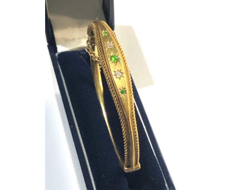 Antique 15ct gold and diamond bangle 9.5g 