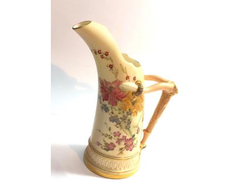 Royal Worcester blush Ivory tusk jug 1116 floral design good condition 