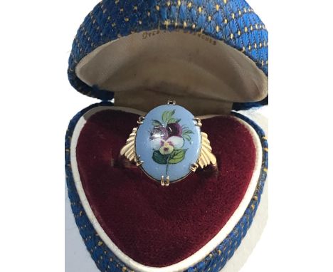 Antique 9ct gold and enamel ring 