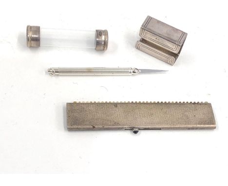 Selection of silver item includes combe toothpick needle jar and clip all hallmarked please see images for details 