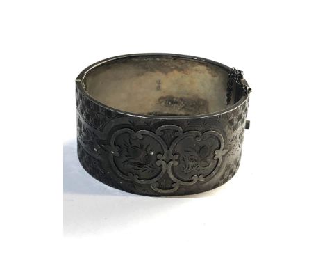 Victorian silver cuff bangle inside engraved 
