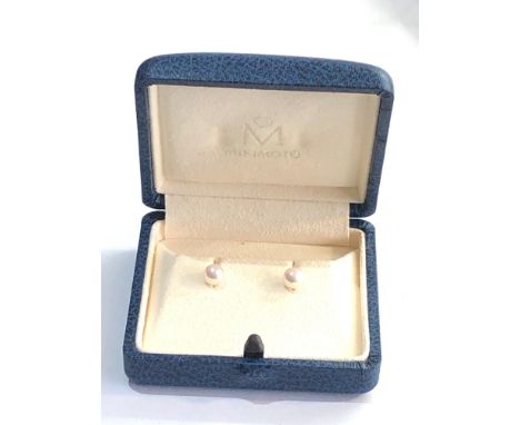 Mikimoto 18ct gold pearl studs boxed,&nbsp;the approximate size of the pearls is 4.8mm