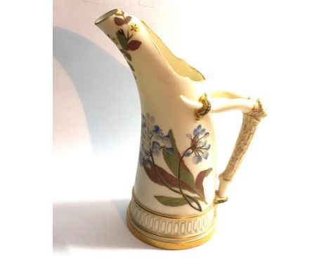 Royal Worcester blush Ivory tusk jug 1116 floral design good condition 