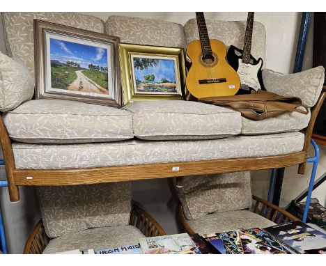 OAK ERCOL 3 PIECE LOUNGE SUITE COMPRISING 3 SEATER COUCH, 2 SINGLE CHAIRS