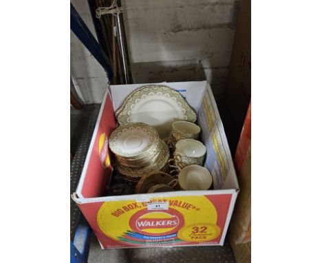 QUANTITY OF VARIOUS GOLF CLUBS, PART PARAGON TEA SET, EP SUGAR CADDY ETC