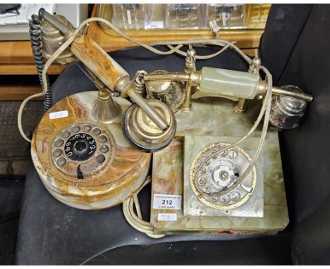 2 ONYX MARBLE VINTAGE STYLE  TELEPHONES     