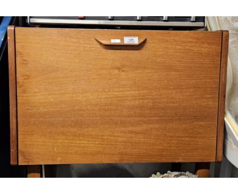 TEAK RECORD CABINET, SOUND DESIGN TURNTABLE AND EIGHT TRACK RECORDER