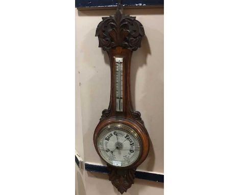 VICTORIAN OAK BANJO BAROMETER, 88cm high