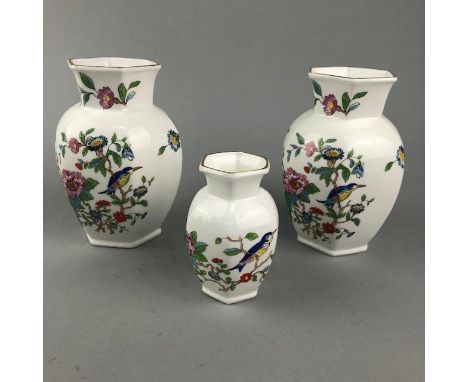 LOT OF AYNSLEY CERAMICS, inclusing vases, dishes and a trinket bix, 11cm wide