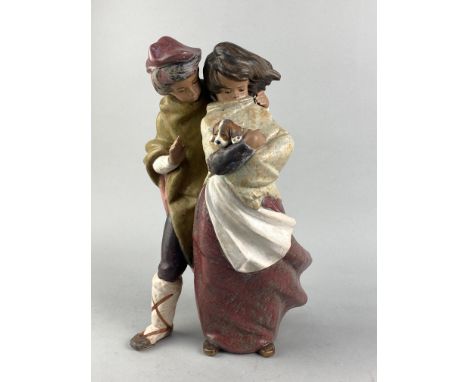 A LARGE LLADRO FIGURE GROUP, 38cm high, along with two other Lladro figures (3)