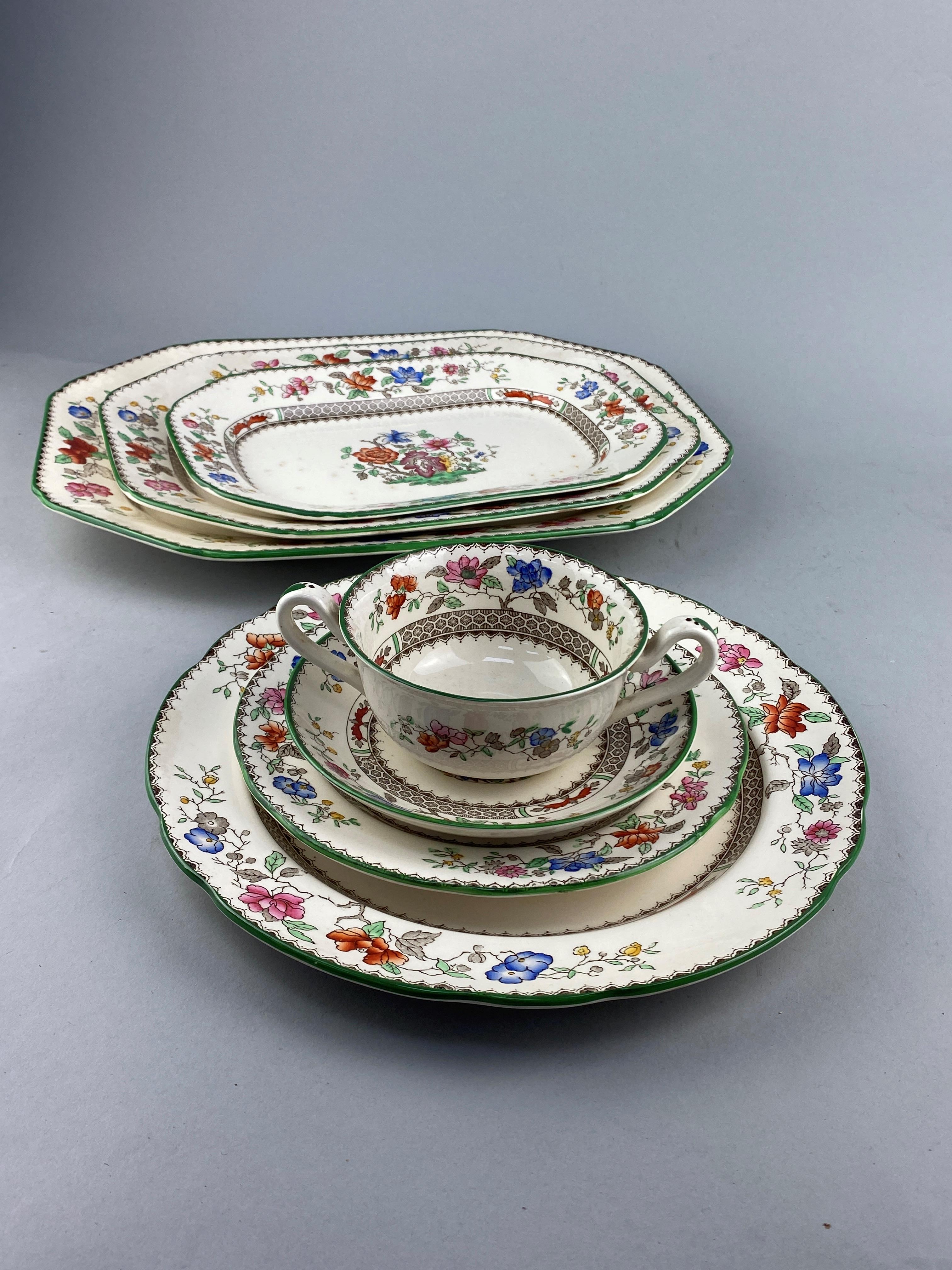 COPELAND SPODE 'CHINESE ROSE' PATTERN PART DINNER SERVICE, including
