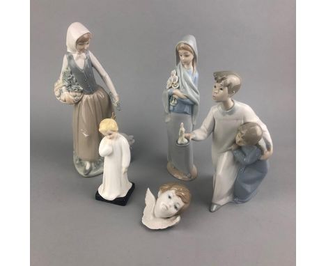 ROYAL DOULTON FIGURE OF 'DARLING', HN 1985, along with Nao and Lladro figures (5)