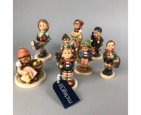 COLLECTION OF EIGHT HUMMEL FIGURES OF CHILDREN, the tallest 12cm high