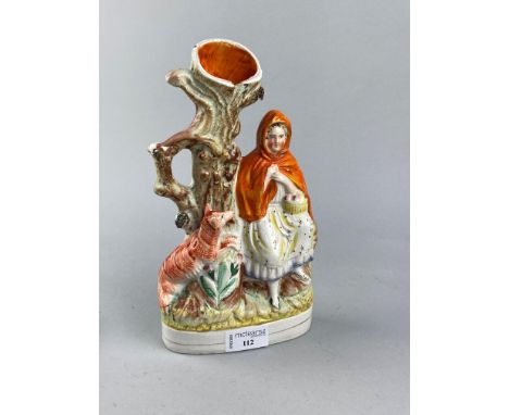 STAFFORDSHIRE FLATBACK SPILL HOLDER along with a group of other ceramic figures