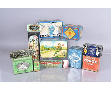 An assortment of vintage Advertising tins, to include OXO, Marmite, Coleman's Jacobs, Smiths and more (parcel) 