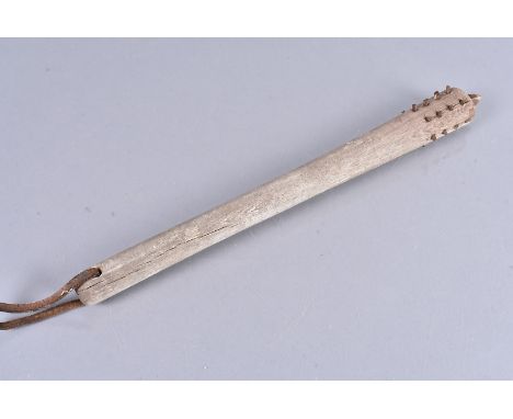 A vintage Mace, with a 42cm long wooden shaft, with spike to the top 