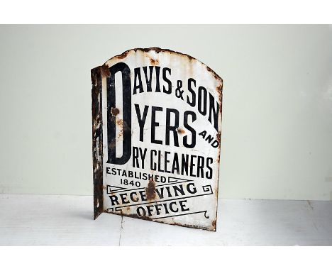 Davis &amp; Son Dyers and Dry Cleaners, vintage double-sided advertising sign for one of their Receiving Offices, by Falkirk 