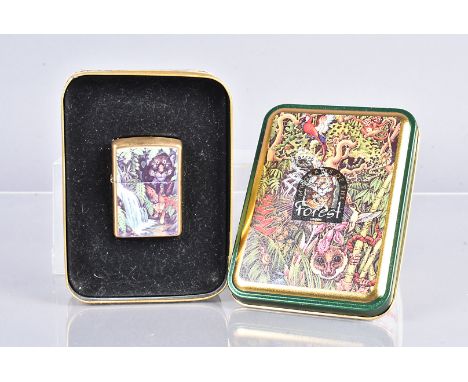 Mysteries of the Forest, a 1995 Collector's Zippo lighter, 'Jaguar and Cub at Turtle Falls, in Collectors tin unused  