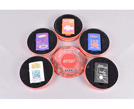 Millennium Series, five Zippo lighters to 'Escape into the Lighter side of the Millennium', all of a comical nature, all in r