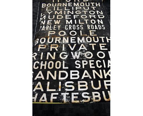 A Vintage Bus Blind, from the South/South West of England, comprising of places, including Bournemouth, Mudeford, Sandbanks, 