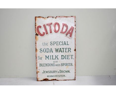 Citoda, a vintage Soda Water advertising sign, 45cm x 77cm 