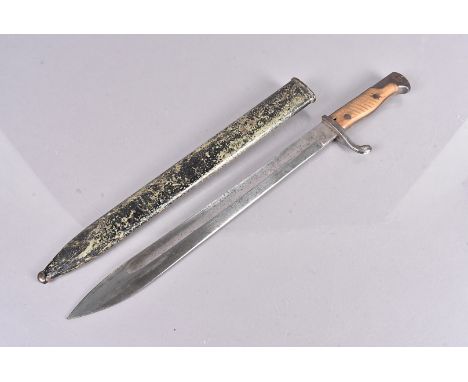 A WWII German Butcher bayonet, by Move-Werke, Walter &amp; Co, with 37cm long single edge blade, complete with scabbard 