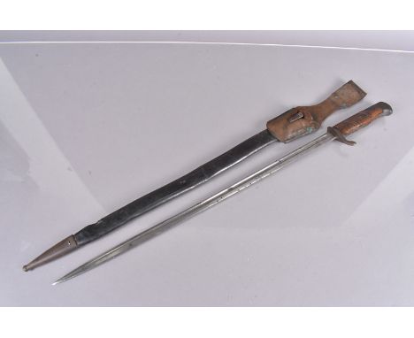 A German S98 bayonet, by Simpson &amp; Suhl, dated 1914, with 52cm long blade, complete with scabbard and leather frog (1) 
