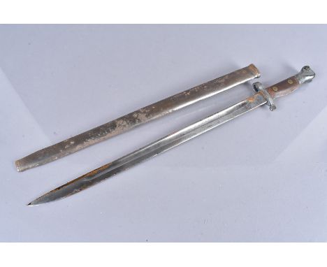 A scarce British Volunteer Training Corp (VTC) WWI bayonet,  with a 43.5cm long single fullered blade, stamped L to the cross