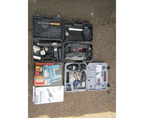 SIP sander, Black &amp; Decker electric tacker and Dremel multi tools 