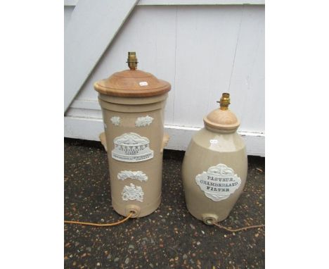 French water filters converted to lamp bases. Tallest H62cm approx 
