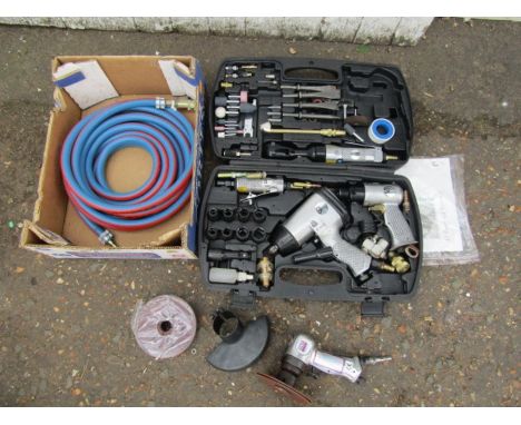 SIP air tool set in case, Sealey grinder with discs and airline 
