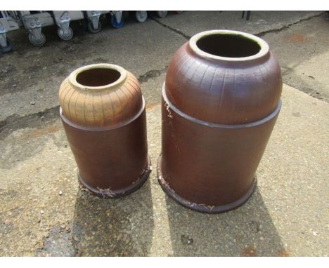 2 Ceramic rhubarb forcers. Tallest H56cm approx 