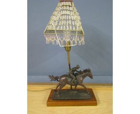 Resin horse and jockey figure by 'Rosa 1999' converted to a lamp