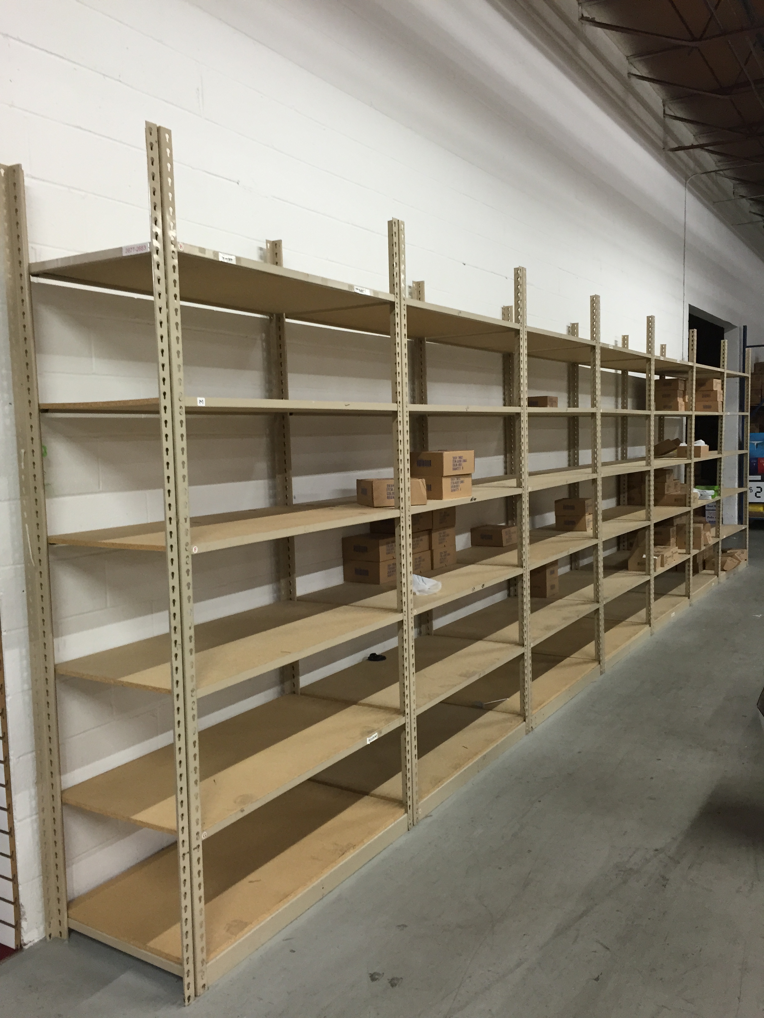 50 SECTIONS OF RIVETIER INDUSTRIAL SHELVING, EACH SIZE 28"D X 65"W X 84